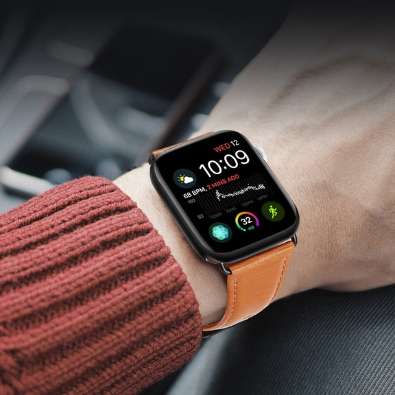 For Apple Watch Series 2 38mm DUX DUCIS Business Genuine Leather Watch Strap(Khaki)