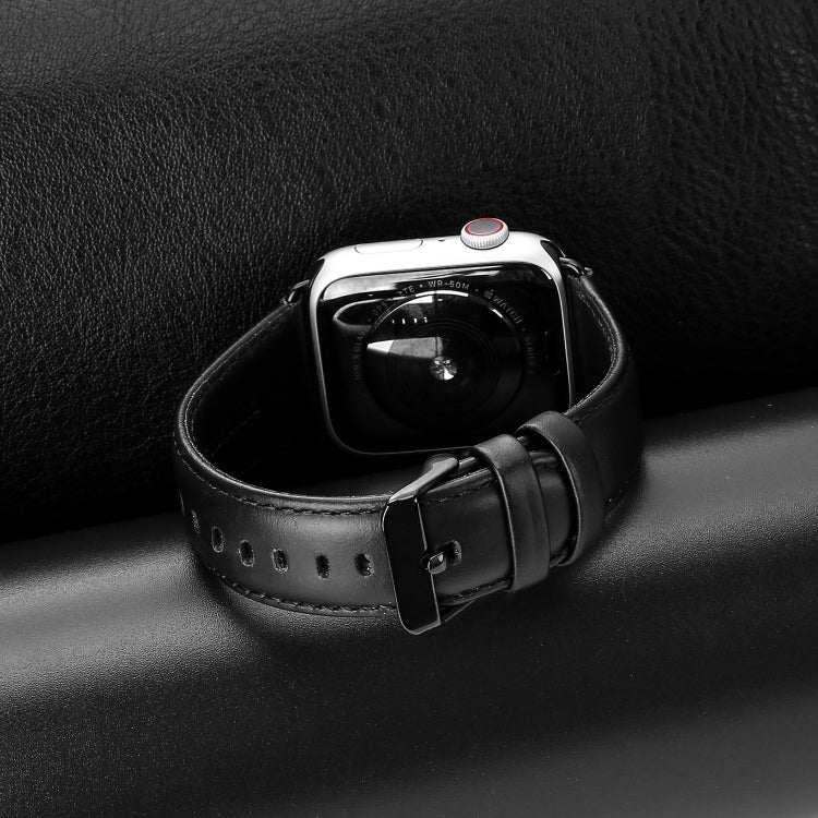 For Apple Watch 38mm DUX DUCIS Business Genuine Leather Watch Strap(Black)