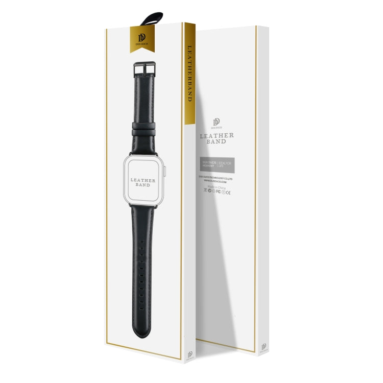 For Apple Watch 38mm DUX DUCIS Business Genuine Leather Watch Strap(Black)