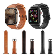 For Apple Watch SE 2023 44mm DUX DUCIS Business Genuine Leather Watch Strap(Black)