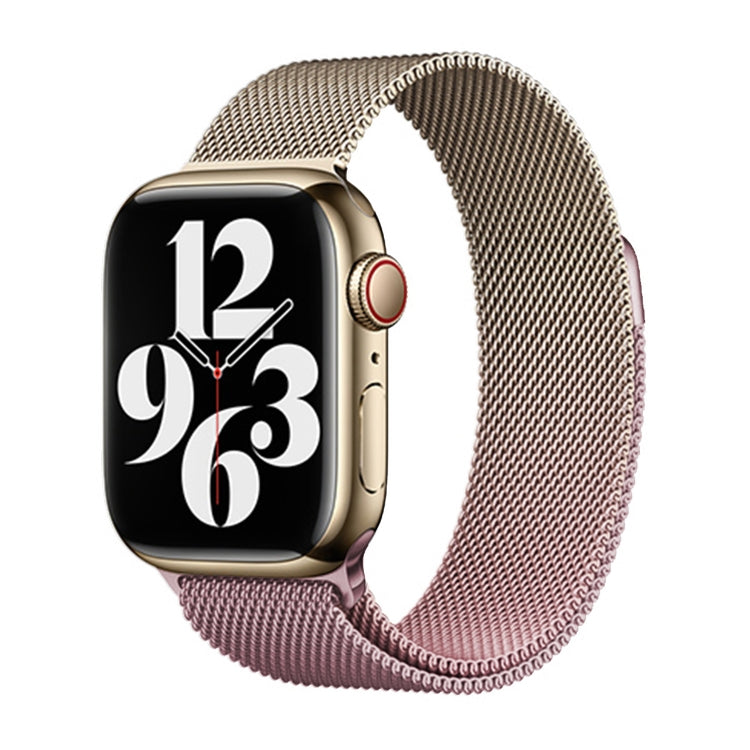 For Apple Watch SE 40mm Milan Gradient Loop Magnetic Buckle Watch Band(Gold Light Pink)