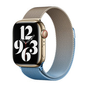For Apple Watch 42mm Milan Gradient Loop Magnetic Buckle Watch Band(Gold Blue)
