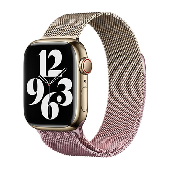 For Apple Watch 42mm Milan Gradient Loop Magnetic Buckle Watch Band(Gold Light Pink)