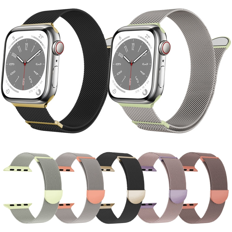 For Apple Watch 38mm Two Color Milanese Loop Magnetic Watch Band(Pink Purple)