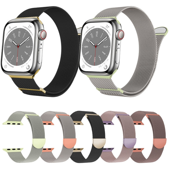 For Apple Watch Series 6 44mm Two Color Milanese Loop Magnetic Watch Band(Pink Purple)