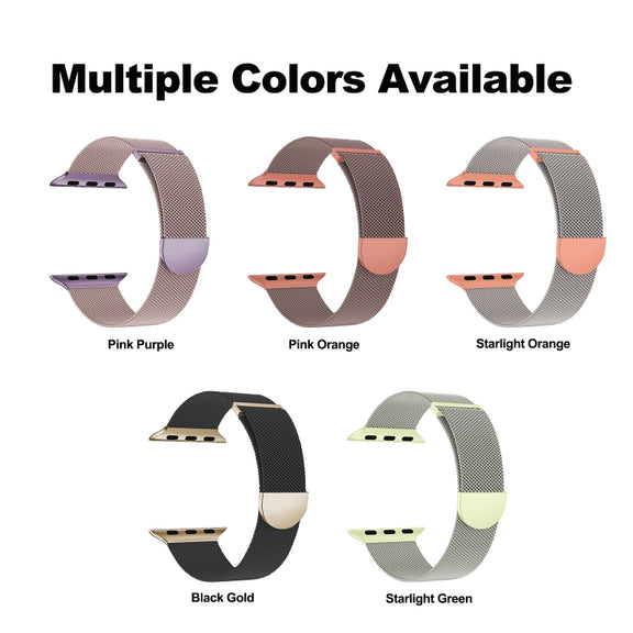For Apple Watch Series 3 38mm Two Color Milanese Loop Magnetic Watch Band(Pink Purple)
