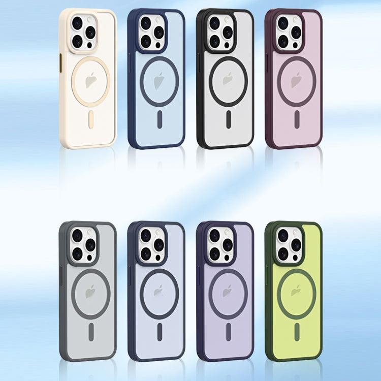 For iPhone 15 Pro Max Metal Button Skin Feel Matte MagSafe Shockproof Phone Case(Grey)