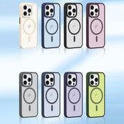 For iPhone 15 Pro Max Metal Button Skin Feel Matte MagSafe Shockproof Phone Case(Grey)