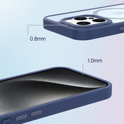 For iPhone 15 Pro Max Metal Button Skin Feel Matte MagSafe Shockproof Phone Case(Grey)