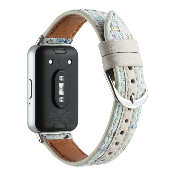 For Samsung Galaxy Fit 3 Woolen Leather Watch Band(Light Green)