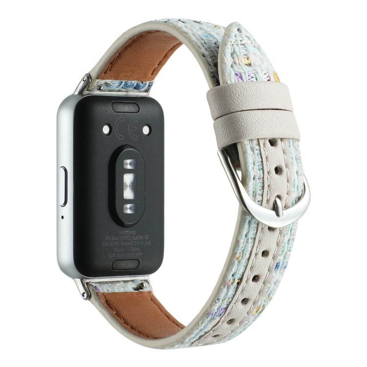 For Samsung Galaxy Fit 3 Woolen Leather Watch Band(Light Green)