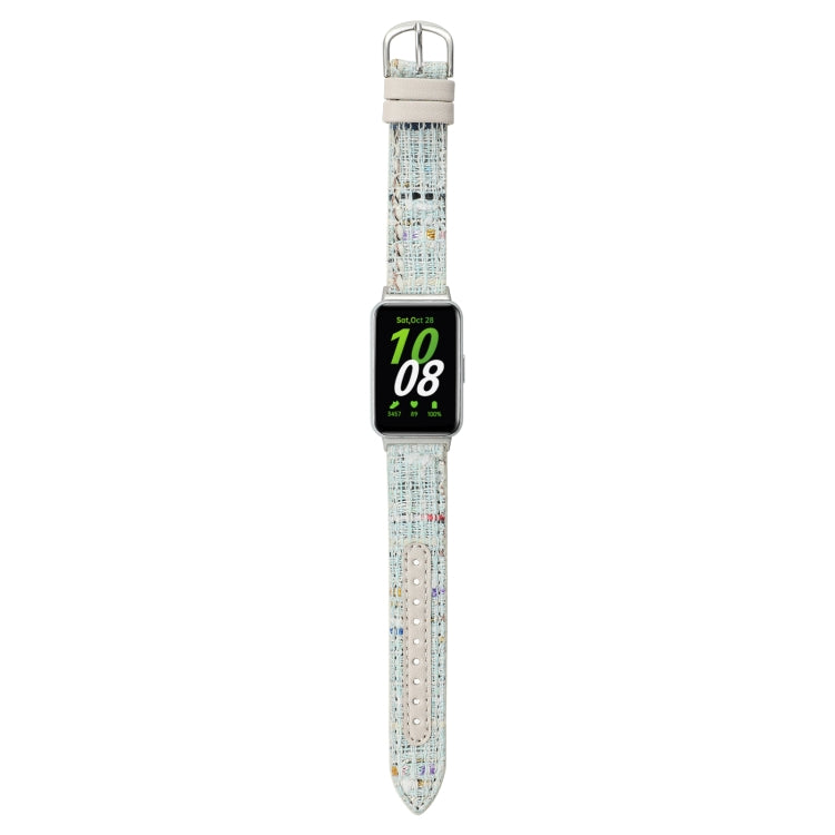 For Samsung Galaxy Fit 3 Woolen Leather Watch Band(Light Green)