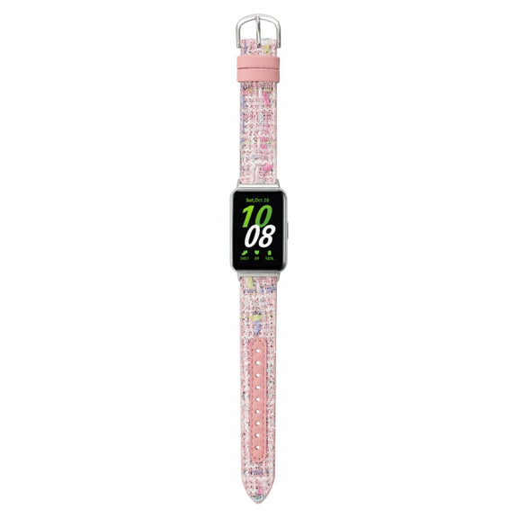 For Samsung Galaxy Fit 3 Woolen Leather Watch Band(Pink)