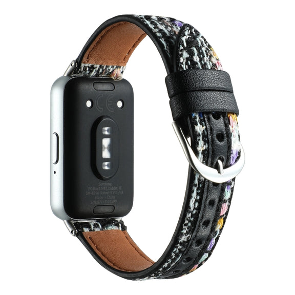 For Samsung Galaxy Fit 3 Woolen Leather Watch Band(Black)