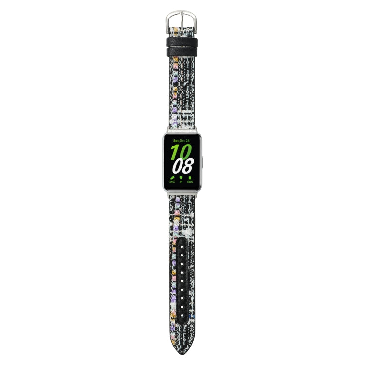For Samsung Galaxy Fit 3 Woolen Leather Watch Band(Black)