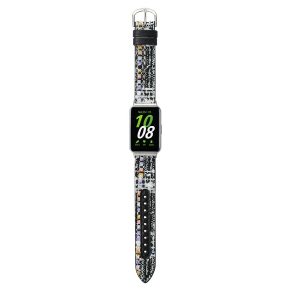 For Samsung Galaxy Fit 3 Woolen Leather Watch Band(Black)
