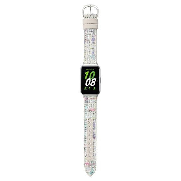 For Samsung Galaxy Fit 3 Woolen Leather Watch Band(Colorful White)