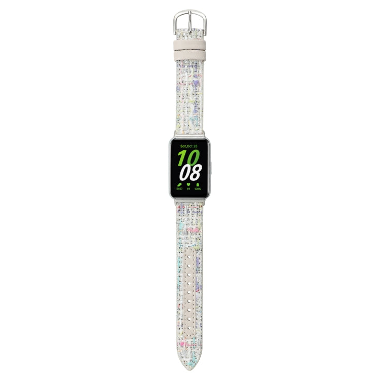 For Samsung Galaxy Fit 3 Woolen Leather Watch Band(Colorful White)