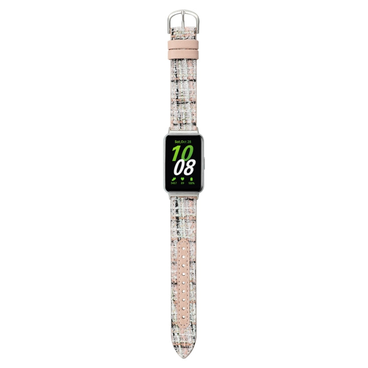 For Samsung Galaxy Fit 3 Woolen Leather Watch Band(Light Pink)