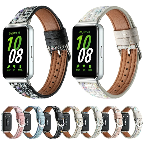 For Samsung Galaxy Fit 3 Woolen Leather Watch Band(Pink)
