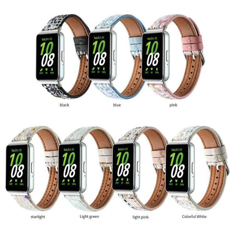 For Samsung Galaxy Fit 3 Woolen Leather Watch Band(Pink)