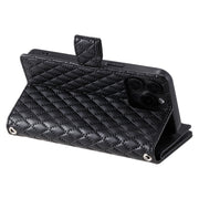 For iPhone 16 Pro Max Glitter Lattice Zipper Wallet Leather Phone Case(Black)