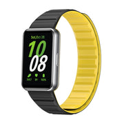 For Samsung Galaxy Fit 3 Two Color Magnetic Silicone Watch Band(Black Yellow)