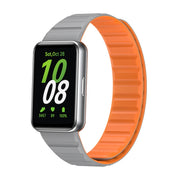 For Samsung Galaxy Fit 3 Two Color Magnetic Silicone Watch Band(Grey Orange)