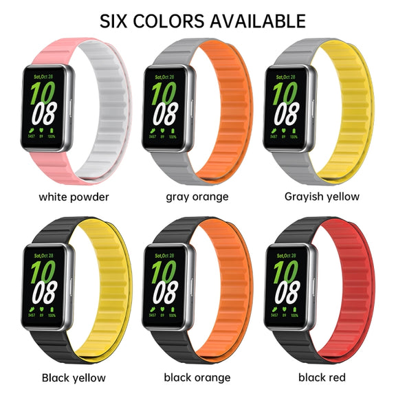 For Samsung Galaxy Fit 3 Two Color Magnetic Silicone Watch Band(Black Yellow)