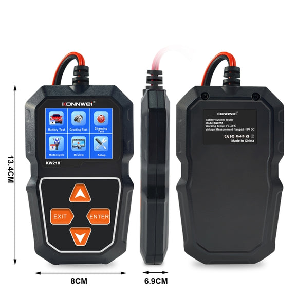 KONNWEI KW218 2.4 inch Color Screen Car Battery Tester(Black)