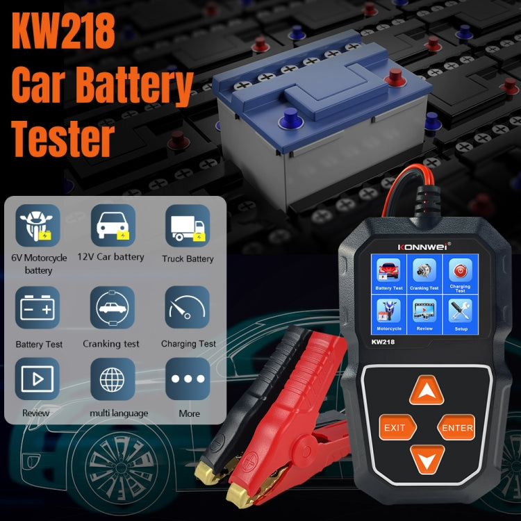 KONNWEI KW218 2.4 inch Color Screen Car Battery Tester(Black)