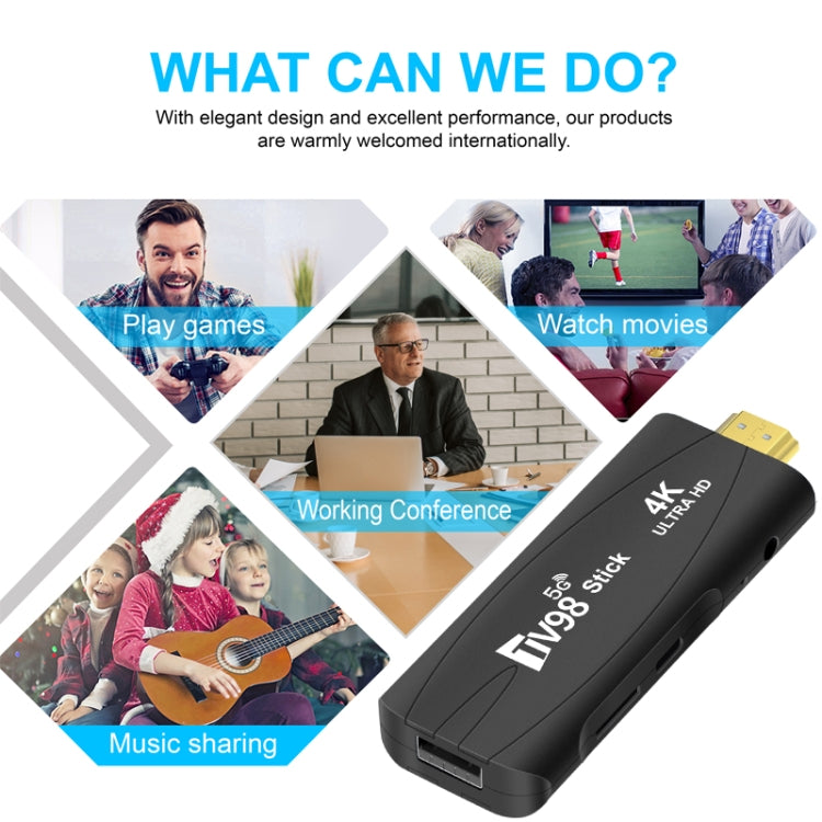 TV98 Rockchip 3228A Quad Core 4K HD Bluetooth Android TV Stick, RAM:2GB+16GB(AU Plug)