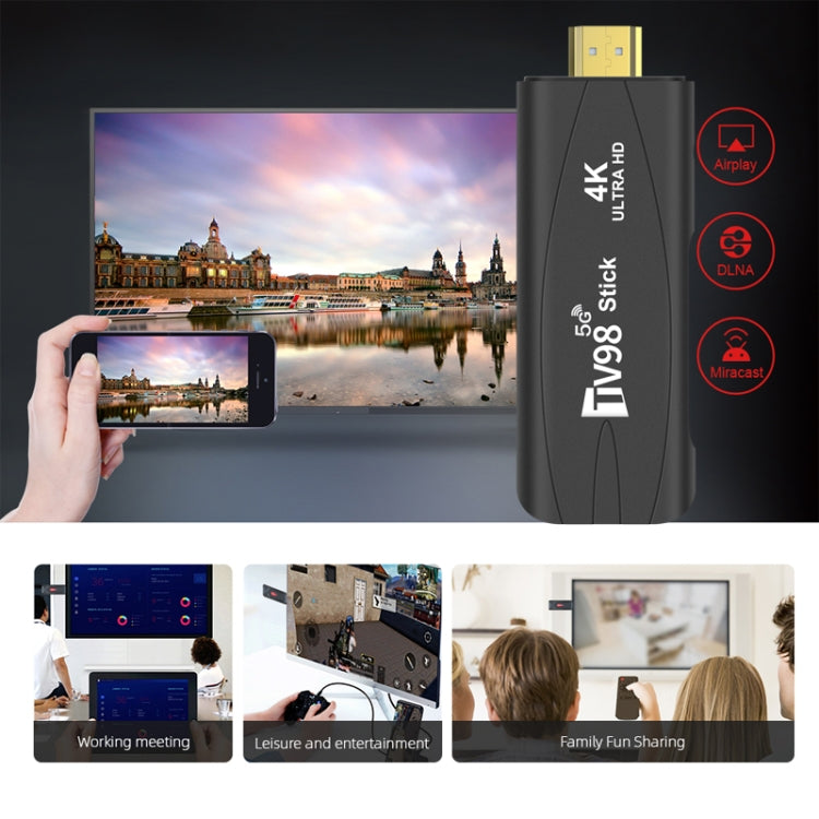 TV98 Rockchip 3228A Quad Core 4K HD Bluetooth Android TV Stick, RAM:2GB+16GB(AU Plug)