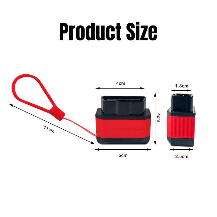 KONNWEI KW905 Bluetooth 5.0 Car OBD2 Scanner Support Android & iOS(Black Red)