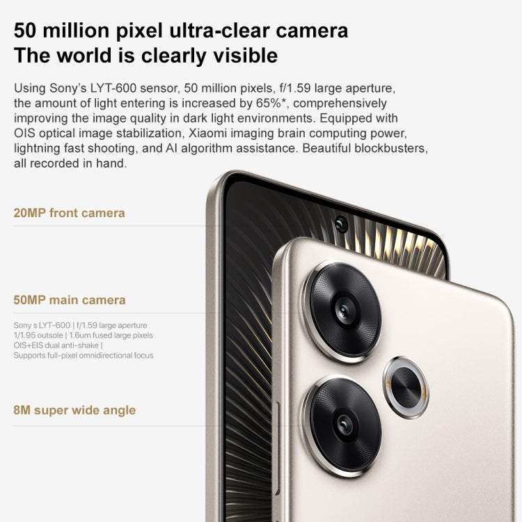 Xiaomi Redmi Turbo 3, 12GB+512GB, 6.67 inch Xiaomi HyperOS Snapdragon 8s Gen 3 Octa Core 3.0GHz, NFC, Network: 5G, Support Google Play(Titanium)