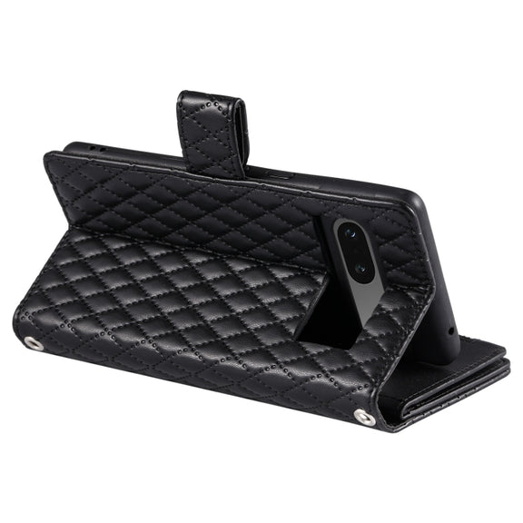 For Google Pixel 7 5G Glitter Lattice Zipper Wallet Leather Phone Case(Black)