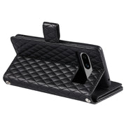 For Google Pixel 7a Glitter Lattice Zipper Wallet Leather Phone Case(Black)