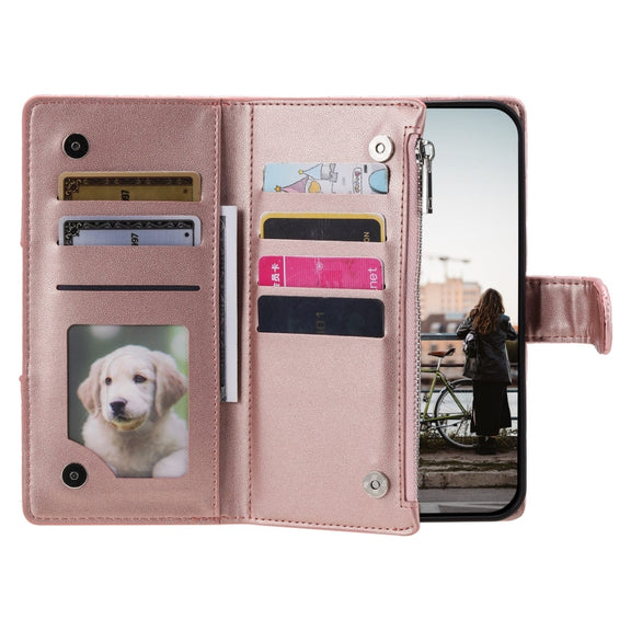 For Google Pixel 7a Glitter Lattice Zipper Wallet Leather Phone Case(Rose Gold)