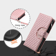 For Google Pixel 7a Glitter Lattice Zipper Wallet Leather Phone Case(Rose Gold)