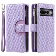For Google Pixel 7 Pro 5G Glitter Lattice Zipper Wallet Leather Phone Case(Purple)