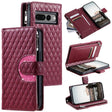 For Google Pixel 7 Pro 5G Glitter Lattice Zipper Wallet Leather Phone Case(Wine Red) - Google Cases by PMC TechLife | Online Shopping South Africa | PMC TechLife | Buy Now Pay Later Mobicred
