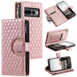 For Google Pixel 7 Pro 5G Glitter Lattice Zipper Wallet Leather Phone Case(Rose Gold) - Google Cases by PMC TechLife | Online Shopping South Africa | PMC TechLife | Buy Now Pay Later Mobicred