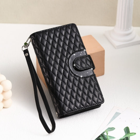 For Google Pixel 8 Glitter Lattice Zipper Wallet Leather Phone Case(Black)
