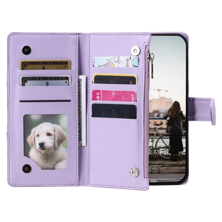 For Google Pixel 8 Glitter Lattice Zipper Wallet Leather Phone Case(Purple)