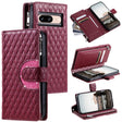 For Google Pixel 8 Glitter Lattice Zipper Wallet Leather Phone Case(Wine Red) - Google Cases by PMC TechLife | Online Shopping South Africa | PMC TechLife | Buy Now Pay Later Mobicred