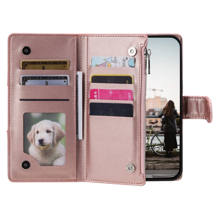 For Google Pixel 8 Glitter Lattice Zipper Wallet Leather Phone Case(Rose Gold)