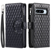 For Google Pixel 8 Pro Glitter Lattice Zipper Wallet Leather Phone Case(Black)