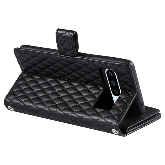 For Google Pixel 8 Pro Glitter Lattice Zipper Wallet Leather Phone Case(Black)