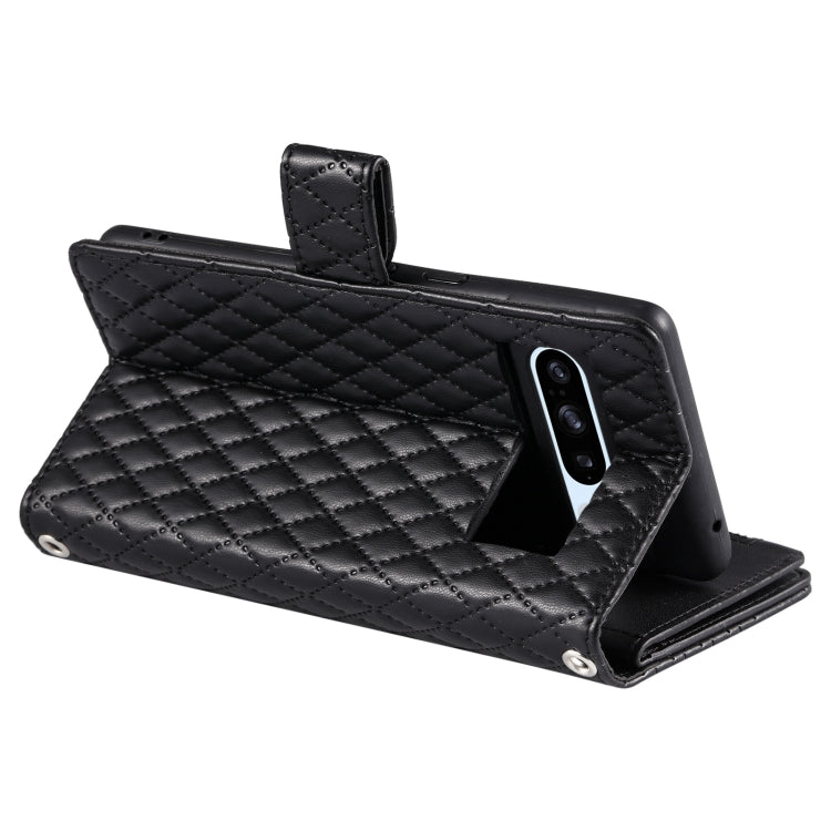 For Google Pixel 8 Pro Glitter Lattice Zipper Wallet Leather Phone Case(Black)