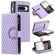 For Google Pixel 8 Pro Glitter Lattice Zipper Wallet Leather Phone Case(Purple)